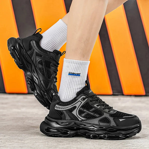 Chunky sneakers Men's casual four seasons breathable light non slip black fashion soft sole outdoor comfort running sports shoes