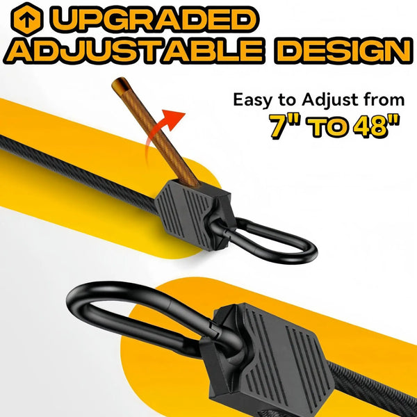 SEAMETAL 2PCS Heavy Duty Luggage Packing Ropes Elastic Bungee Cord Tie Strap with Carabiner Hooks for Cycling Camping Outdoor