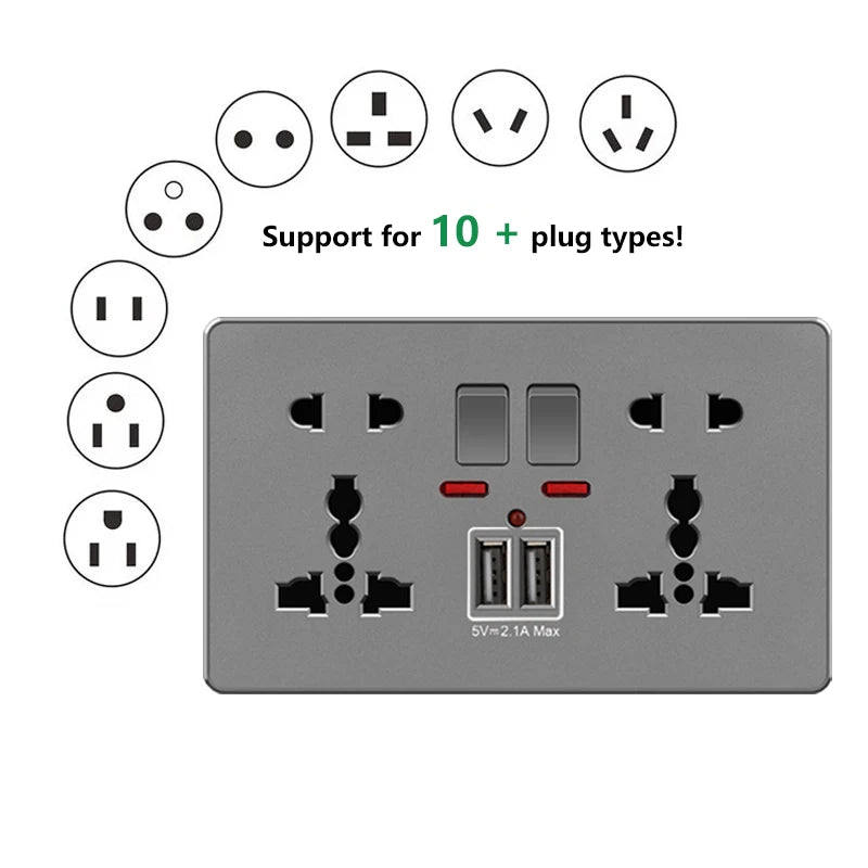 Grey UK USB Plug type c 18W Fast Charging Wall Socket, Universal 3.1A USB C socket, Water heater electrical light switch panel