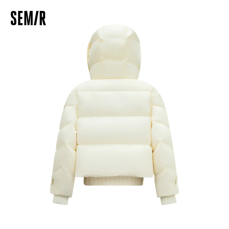 អាវក្រៅ Semir សម្រាប់នារី ៩០ ភាគរយ ធ្វើពីរោមចៀម រាងរលុង ពណ៌សុទ្ធ រចនាប័ទ្មអប្បបរមា រចនាប័ទ្មប្រចាំថ្ងៃ ឆ្នាំ២០២៦ អ៊ីសូឡង់កម្ដៅរដូវរងា