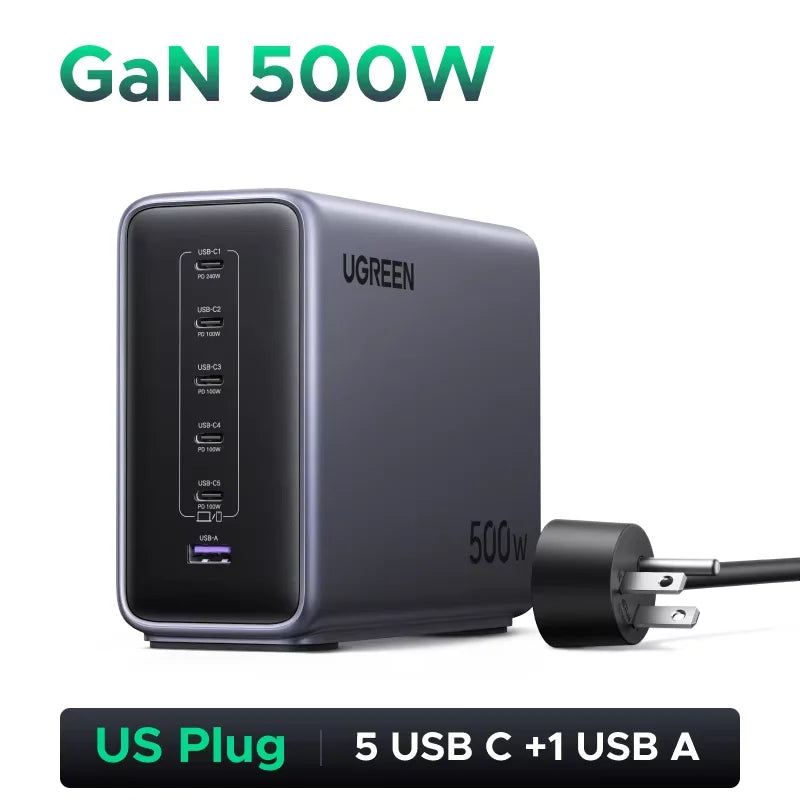 UGREEN 500W GaN Charger 6 IN 1 Desktop Charging Station PD 3.1 240W Max Single Port For MacBook Pro Laptop iPad Tablet iPhone 18