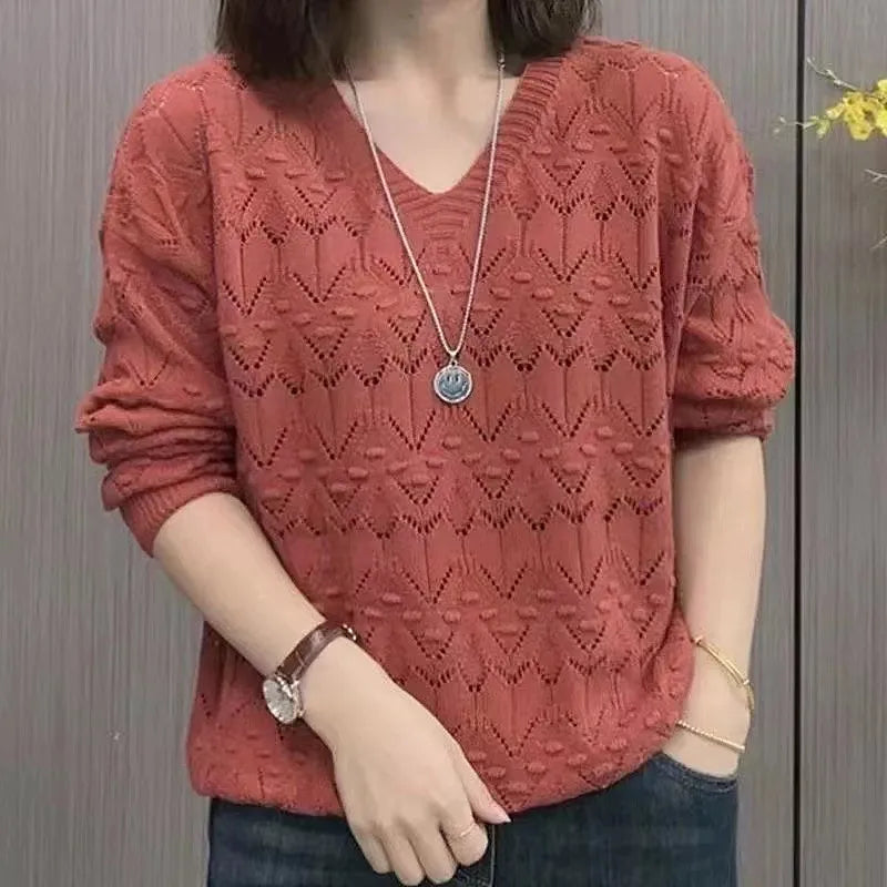 Retro Middle Aged Mother Sweater Autumn Winter New Women's Knit Clothes Lazy Pullover Shirt Loose Sweater Female Warm Pull Tops