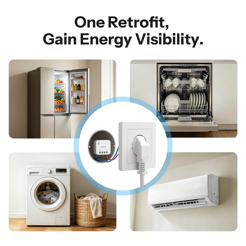 SONOFF MINI‑1GP MINI PM Matter Over WiFi Non‑Switch Smart Power Meter 16A Max Monitor Energy Consumption Generation Track Costs