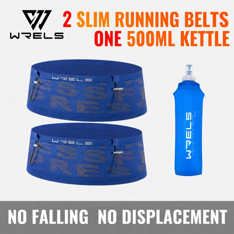 WRELS Running Waist Bag Anti-Slip Adjustable Storage Pack Breathable Elasticity Marathon Workout Men Women Sports Waist Belt