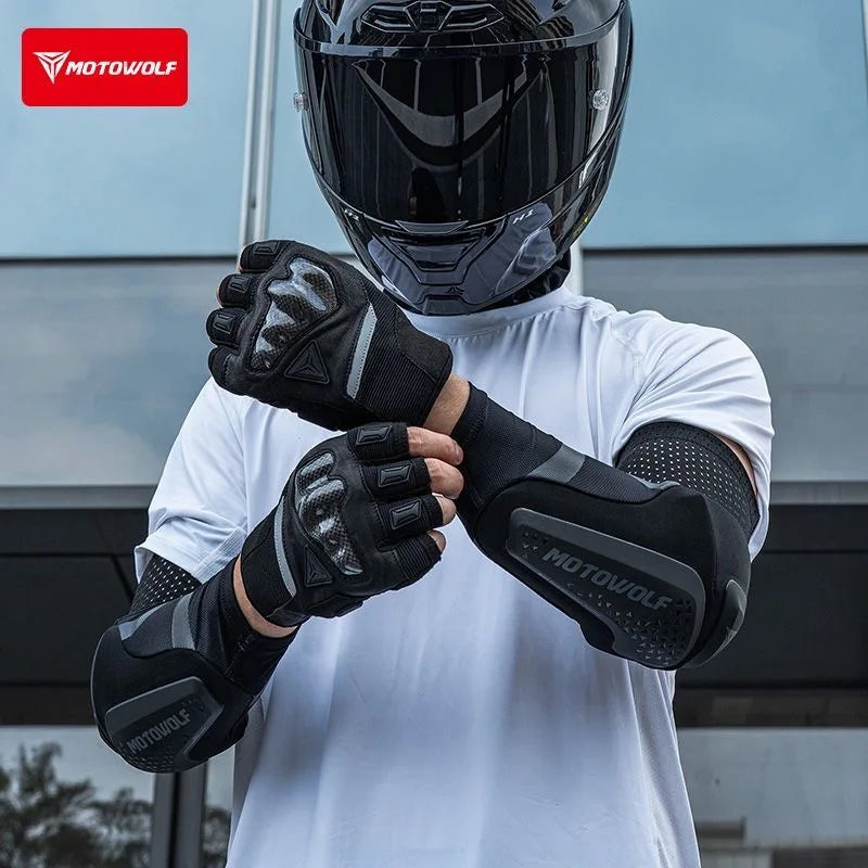 Motowolf បន្ទះការពារកែងដៃម៉ូតូថ្មី ដៃអាវការពារកែងដៃសម្រាប់ជិះកង់ និងម៉ូតូ ការពារកែងដៃសម្រាប់អ្នកជិះម៉ូតូ