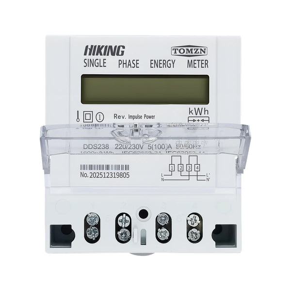 TOMZN DDS238 BD Bi-Directional Single-Phase DIN Rail kWh Energy Meter–Reverse Active Energy Measurement 5–100A 220/230V50/60Hz