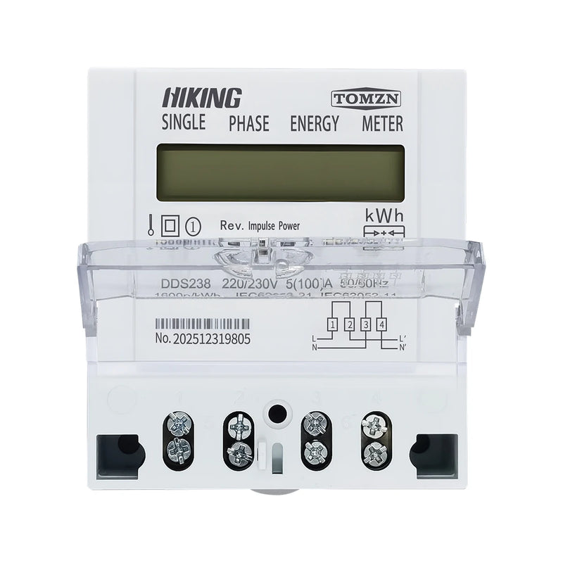 TOMZN DDS238 BD Bi-Directional Single-Phase DIN Rail kWh Energy Meter–Reverse Active Energy Measurement 5–100A 220/230V50/60Hz