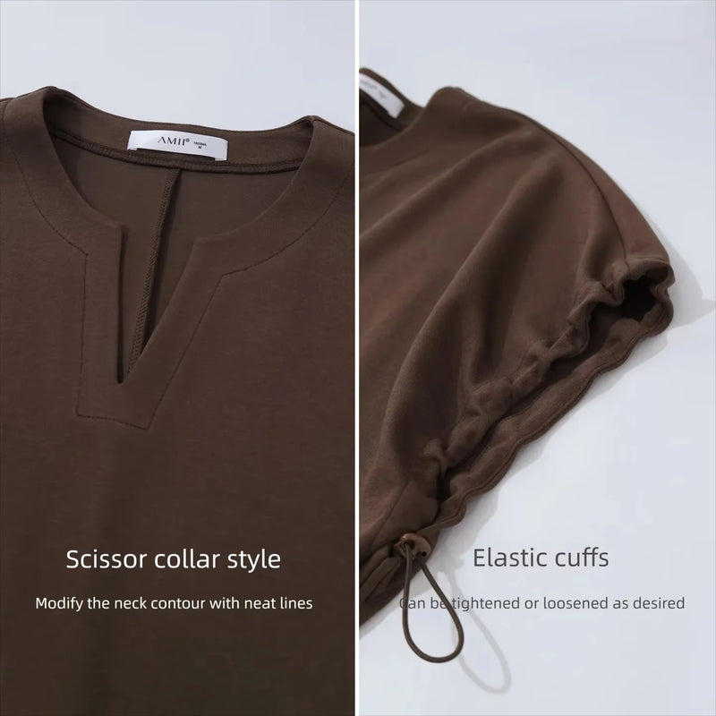 អាវយឺត Amii V-Neck សម្រាប់នារី រដូវក្តៅ ឆ្នាំ២០២៦ អាវយឺតដៃខ្លី Dolman ថ្មី ដែលអាចលៃតម្រូវបាន រលុង សម្រាប់នារី 12622182