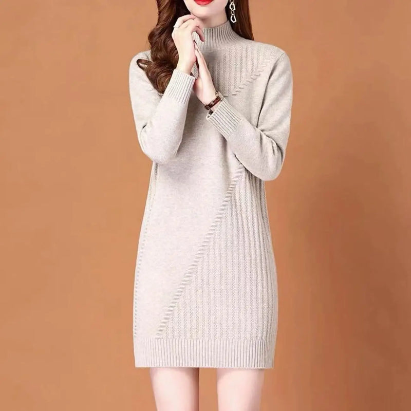 ទាញ Femmes ថ្មី Turtleneck ក្តៅ Pullovers អាវយឺតស្ត្រី Tops រដូវស្លឹកឈើជ្រុះរដូវរងា Knitwear សម្លៀកបំពាក់ស្ត្រីនិទាឃរដូវខ្លី Slim Dress