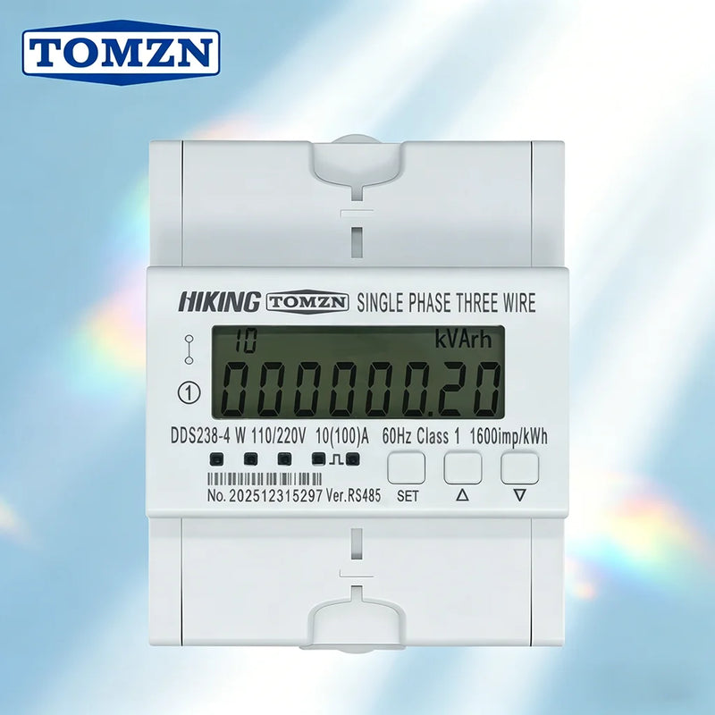 TOMZN DDS238-4 W L1/L2 FM2S Bi-directional Active Energy Meter  100A, RS485, Phase Voltage/Frequency 50/60Hz
