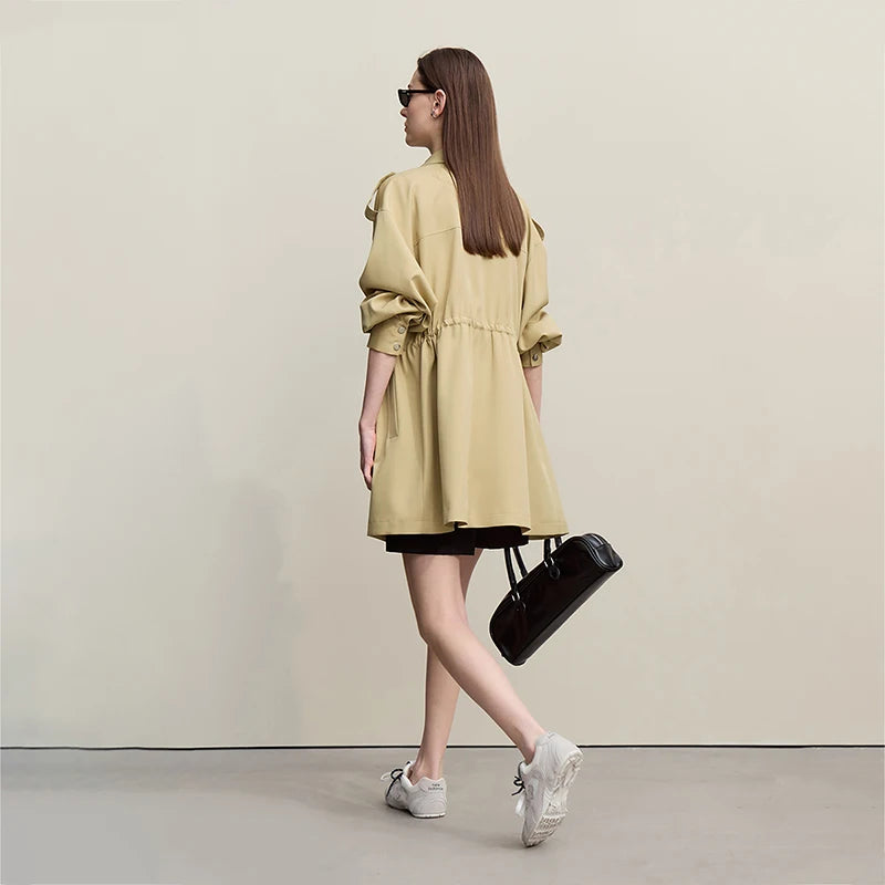 អាវធំ Amii Trench Coat រដូវស្លឹកឈើជ្រុះឆ្នាំ ២០២៦ អាវធំថ្មីសម្រាប់នារី មានខ្សែរ៉ូត ចង្កេះមានហោប៉ៅរលុង មានខ្សែរ៉ូត 12641128