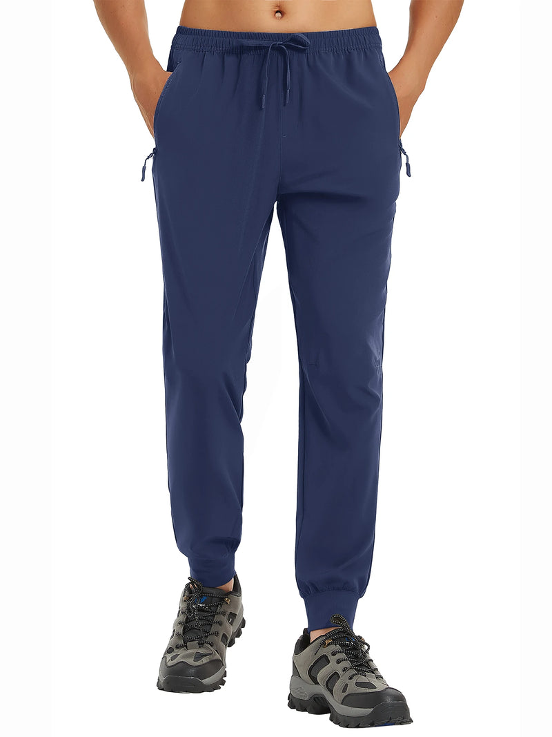 TACVASEN Men's Lightweight Waterproof Athletic Joggers Zipper Pockets Quick Dry Track Running Pants Gym Sweatpants Workout Golf