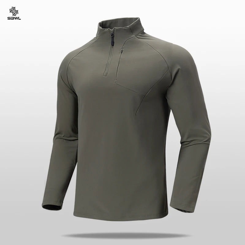 SBWL Autumn/Winter New Men's Outdoor Sports With a Base Shirt Running Skiing Mountaineering Fitness Sports Long Sleeve T-Shirt