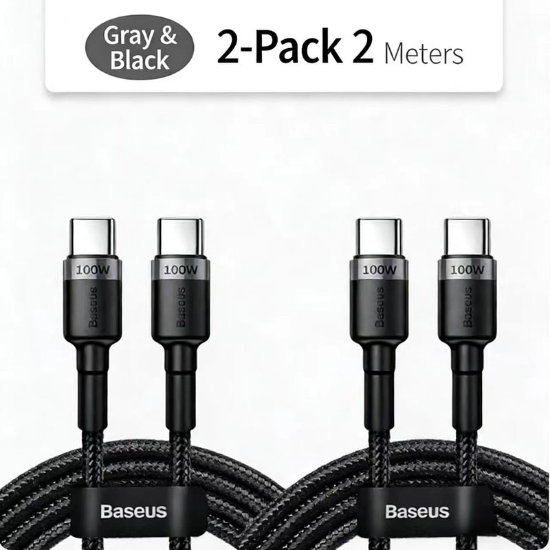 ខ្សែសាកទិន្នន័យ BASEUS PD100W សម្រាប់ iPhone 15 ក្បាលពីរ ប្រភេទ C ដល់ C 65W សាកលឿនសម្រាប់ Huawei Xiaomi Apple