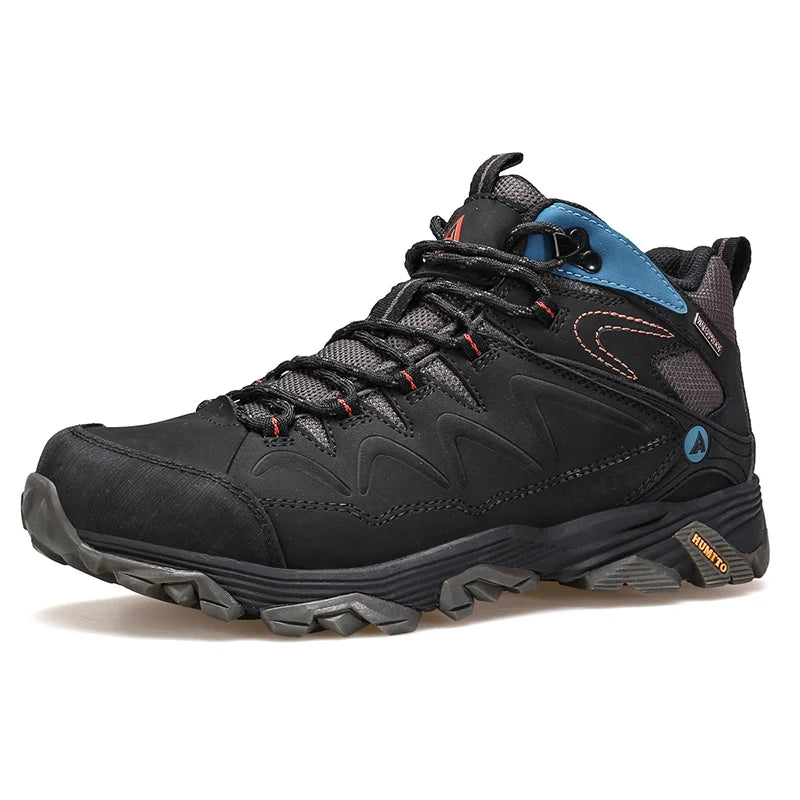 HUMTTO Genuine Leather Men's Sports Shoes Non-slip Hiking Shoes Winter Outdoor Safety Sneakers Breathable Trekking Boots for Men