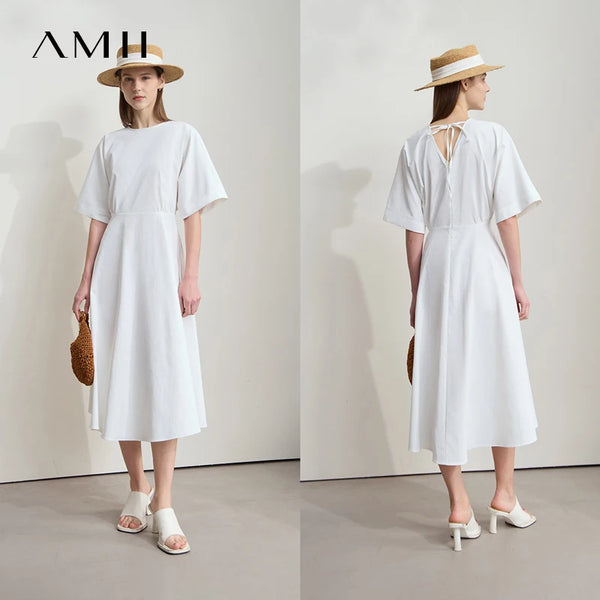 រ៉ូបរដូវក្តៅ AMII Office Lady សម្រាប់នារីឆ្នាំ ២០២៦ រ៉ូបកមូលដៃខ្លីគ្មានខ្សែចង្កេះរាងអក្សរ A ម៉ូដថ្មីសម្រាប់នារី 12542151