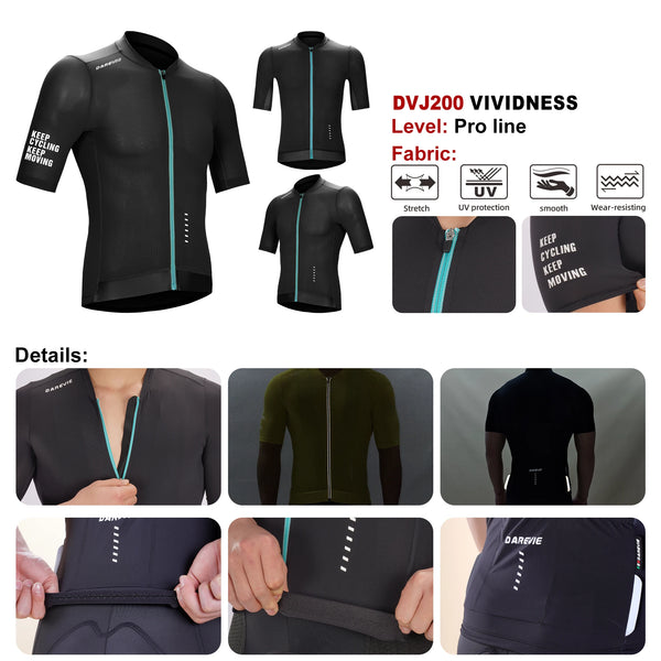 អាវយឺតជិះកង់ DAREVIE ប្រឆាំងកាំរស្មីយូវី SPF 50+ ប្រឆាំងនឹងការរអិល Pro Line សម្រាប់បុរស ជិះកង់ Maillot បច្ចេកវិទ្យាត្រជាក់ ស្ងួតលឿន សម្លៀកបំពាក់សម្រាប់ស្ត្រី