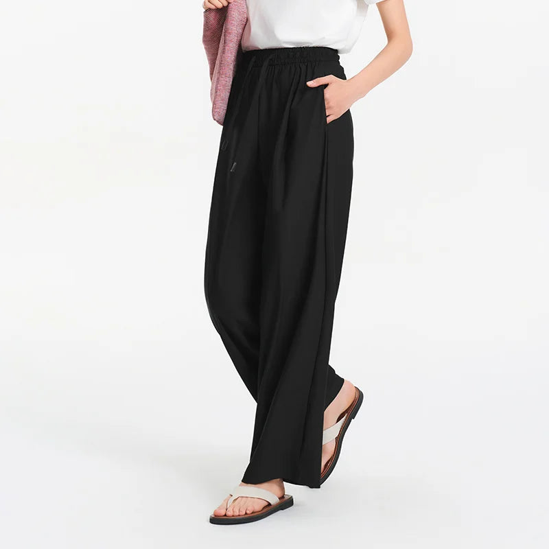 Semir Women Pants UV 2026 Protection Cooling Quick Dry Pleated Wide Leg Urban Casual Everyday Style Soft Comfortable