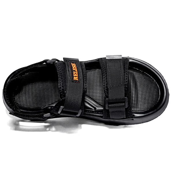 Men Adjustable Beach Sandals Thick Soles Summer Open Shoes Casual Sports Slippers Hoop & Look Soft Comfortable Walking