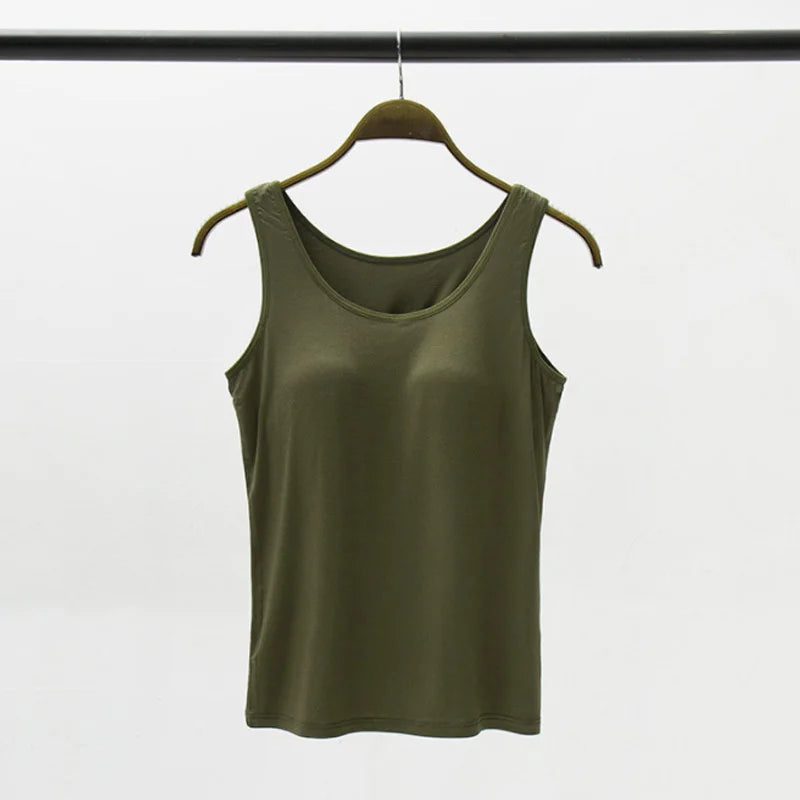 Lingerie Women Sleep Tops Summer Modal Sleeveless Sleepwear Casual Chest Pad Nightwear One Piece Pajamas Bottoming T-shirt S-3XL