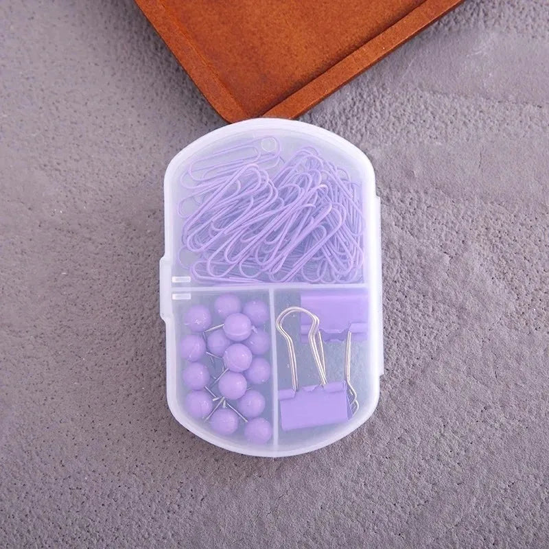 1set 3-in-1 Stationery Set - Cute Paper Clips, Binder Clips & Thumb Tacks Combo for School  Office Accessories, stationery