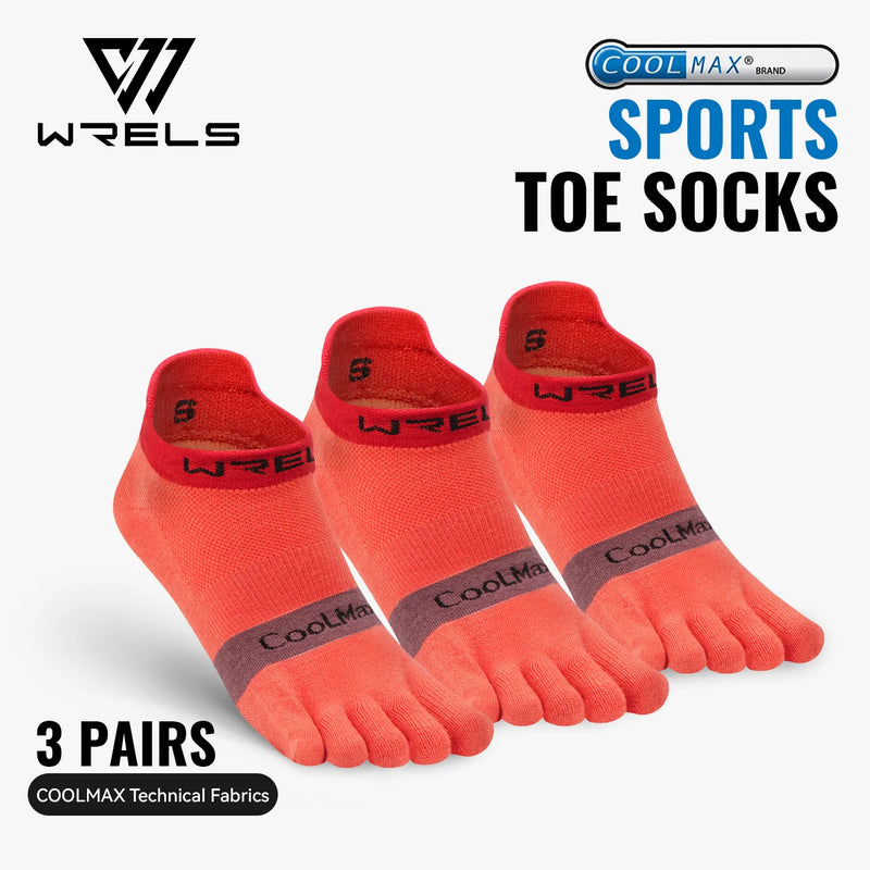 WRELS 1/2/3pairs COOLMAX Toe Socks Breathable Five Finger Socks Athletic Hiking Running Soft Comfortable Moisture Wicking Socks