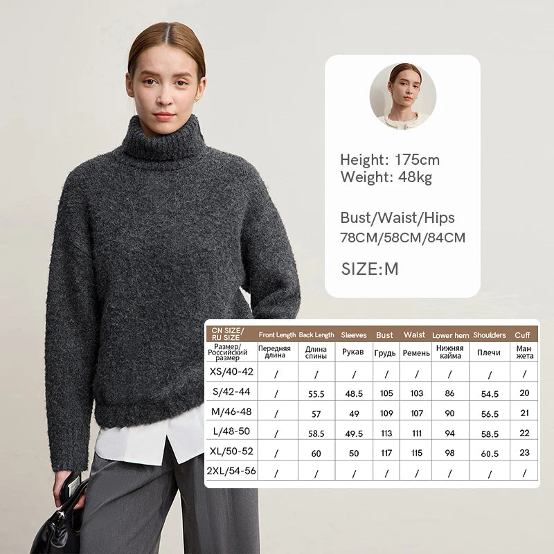 Amii Turtleneck Women Sweater 2026 Winter New Warm Casual Basic Solid Long Sleeve Knitted Tops Loose Pullover For Woman 12544210