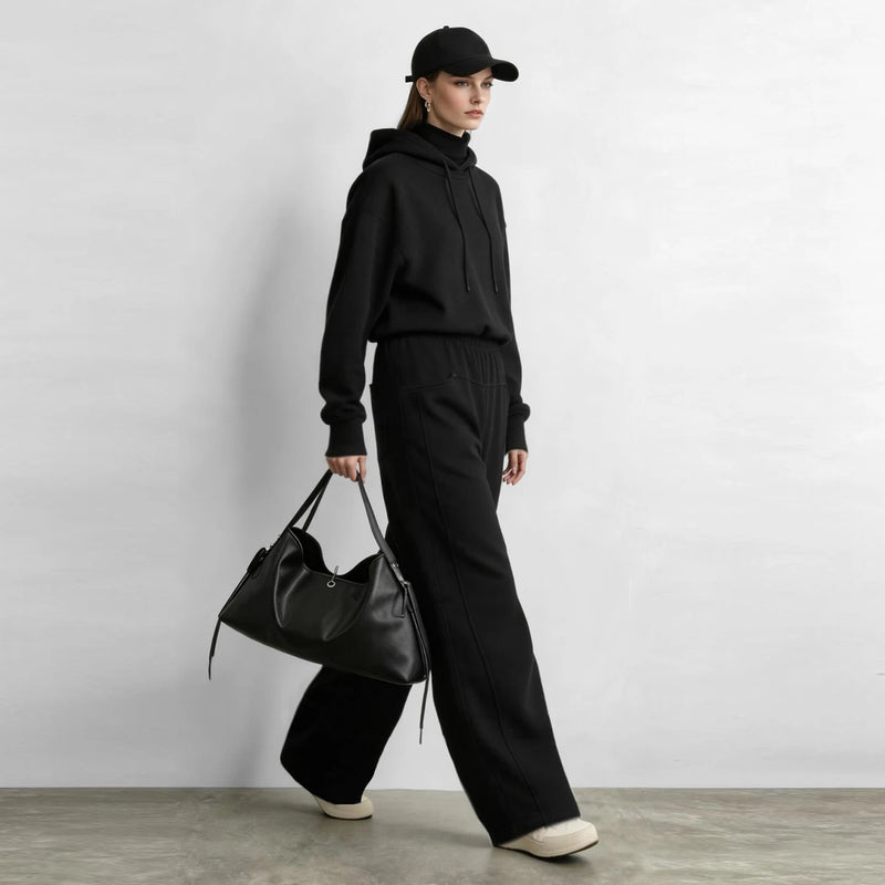 Amii Women's Curved Barrel Pants Elastic Waist Loose Fit Warm Slimming Casual Commuter Winter 2026 Female clothing 12624021