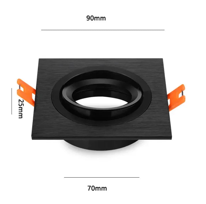 ភ្លើង LED រាងមូលការ៉េ 1/10 ដុំ កាត់រន្ធ 70mm សម្រាប់ពិដាន ជើងទ្រចង្កៀងចំណុច GU10 MR16 ស៊ុមអាលុយមីញ៉ូម ចង្កៀងចំណុច