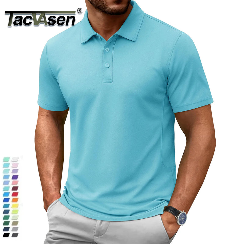 TACVASEN Summer 72% Cotton Polos T-shirts Mens Breathable Golf Polo T-Shirt Active Sport Hiking Tee Shirts Casual Work Tops Male
