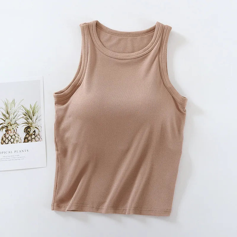 One Piece Pajamas Tops Women Modal Thread Sleepwear Vest Female Sexy Bottoming Shirt Summer Bra Padded Underwear T-shirt