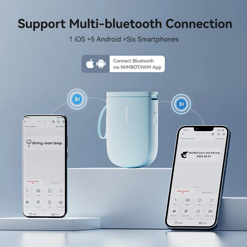 NiiMbot D11 Bluetooth Thermal Label Printer Portable Wireless Label Maker Machine Multiple Templates Available for Office Home