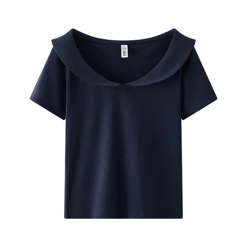 Semir Womens Polo 2026 Short Style Solid Color Doll Lapel Short Sleeve Regular Shoulder Slim Gentle Casual