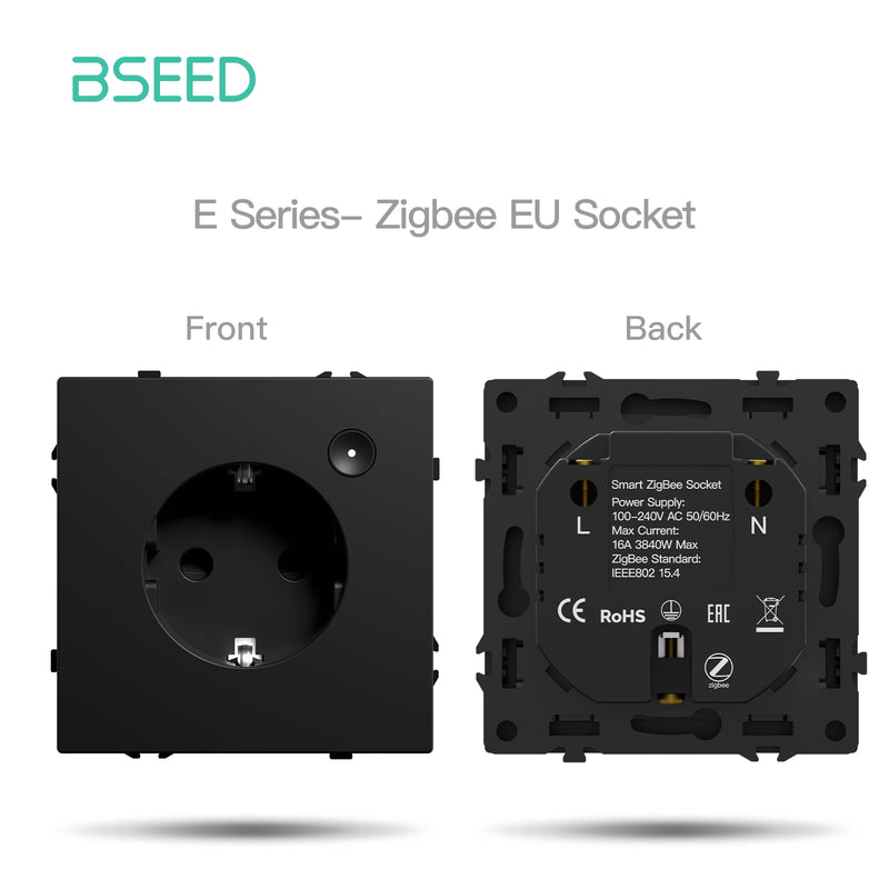 BSEED Zigbee Button Switch 1/2/3/4Gang Switch Module Smart Light Switch DIY Part Plastic Frame Smart Socket Part Tuya Smart Life
