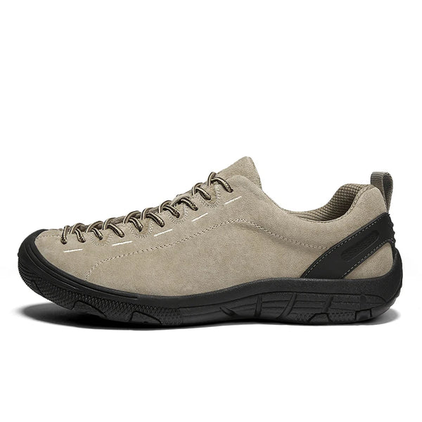 Brand Men's Suede Leather Hiking Shoes Non Slip Outdoor Trekking Walking Sneakers Protective Toe Cap Casual Work Shoes
