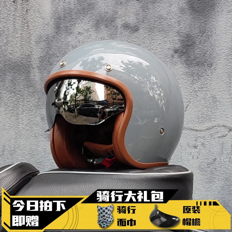Retro Half Helmet Motorcycle Helmet Women's Motorcycle three-quarters Male American Cruising Motorcycle Half Helmet