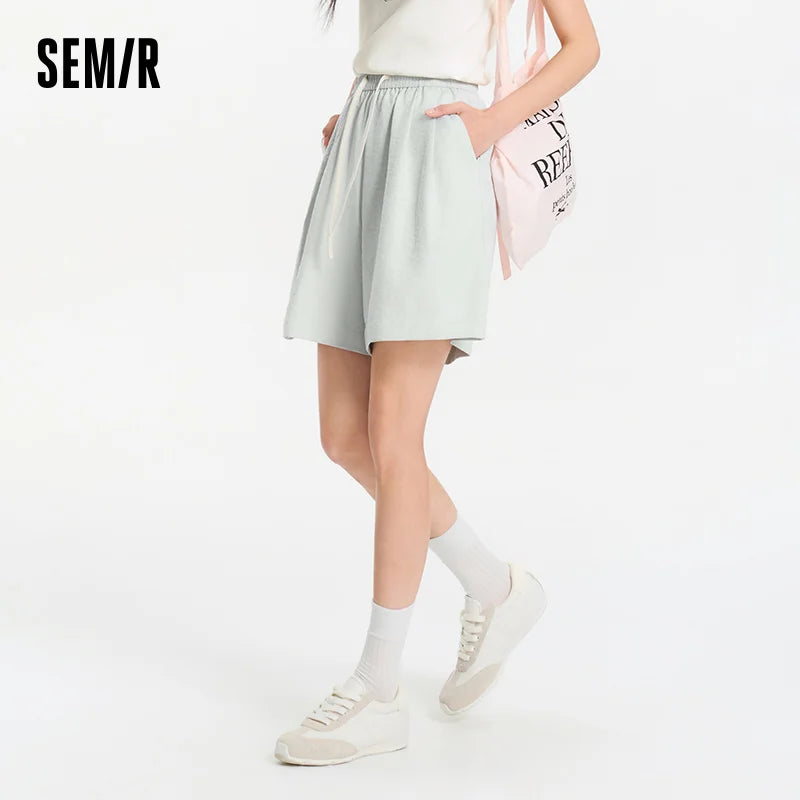 Semir Womens Shorts 2026 Pleated Texture Draped Elastic Waist A Line Loose Casual Style