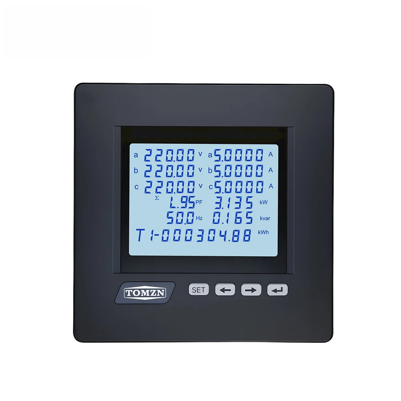 TOMZN MultifunctionalRS485 Meter 3-Phase 4-Wire System with Phase Voltage Line Voltage Current Active ReactivePower Monitor