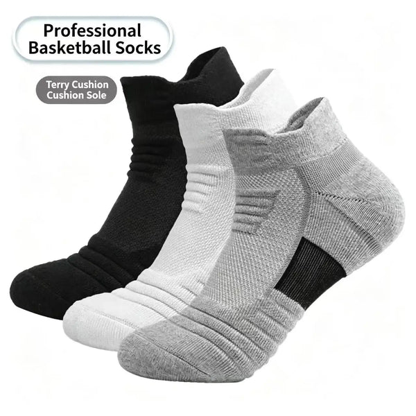 Men Professional Basketball Socks Thick Terry Sole Short Socks Breathable Mesh Anti‑slip Sport Socks for Running Outdoor Fitness