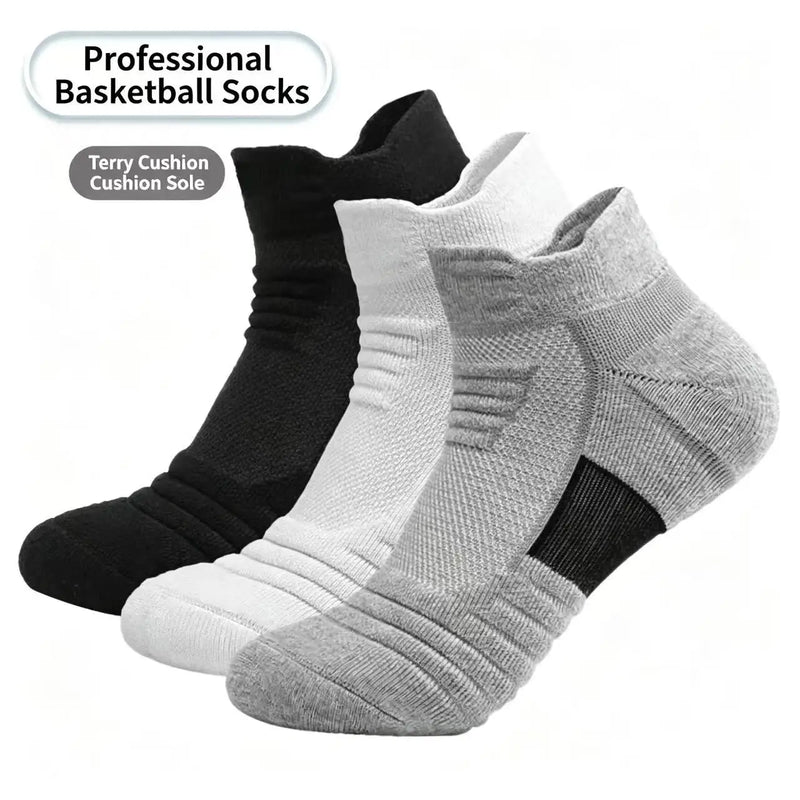 Men Professional Basketball Socks Thick Terry Sole Short Socks Breathable Mesh Anti‑slip Sport Socks for Running Outdoor Fitness