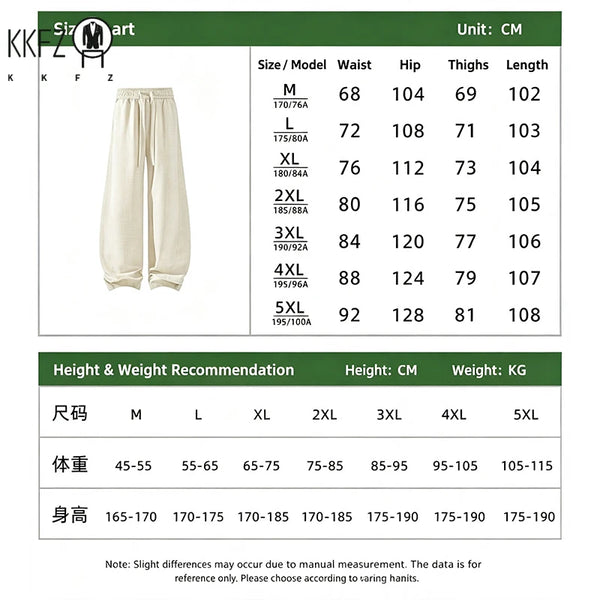Male Oversized Loose Harem Trousers Elastic Drawstring Waist Linen Blend Fabric Baggy Cut For Youth Street Fashion Style