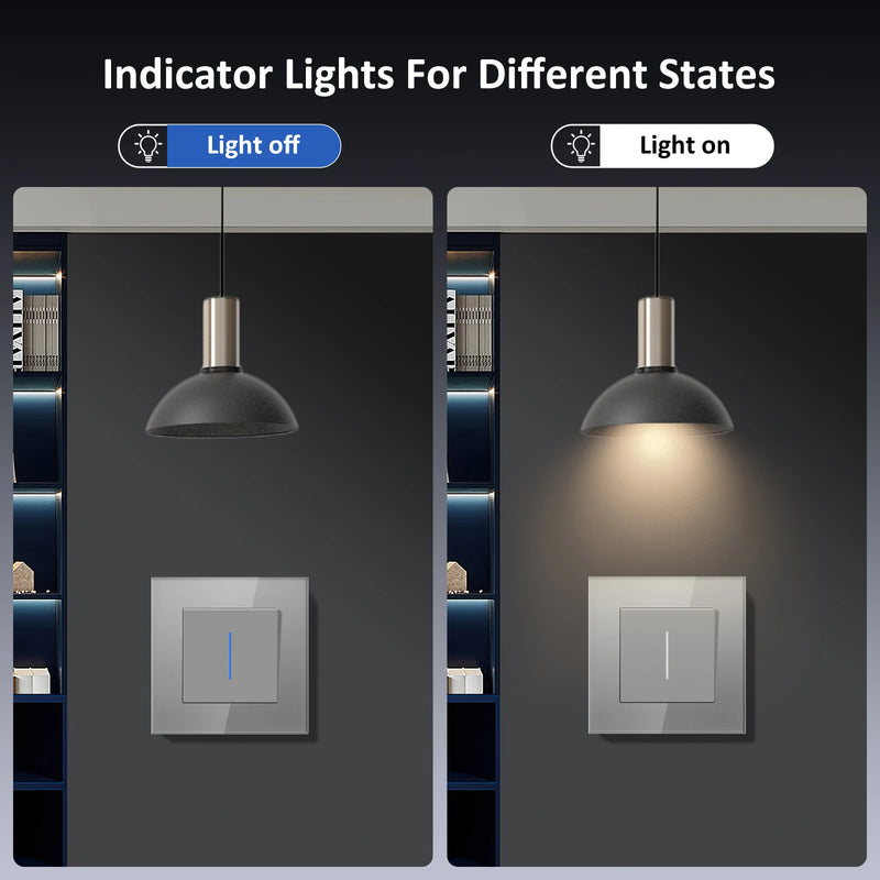 BSEED E Series Mechanical Button Switch 1/2Gang 1Way Light Switch Wall Electrical Socket ST TV CAT6 Socket Glass Panel Switch
