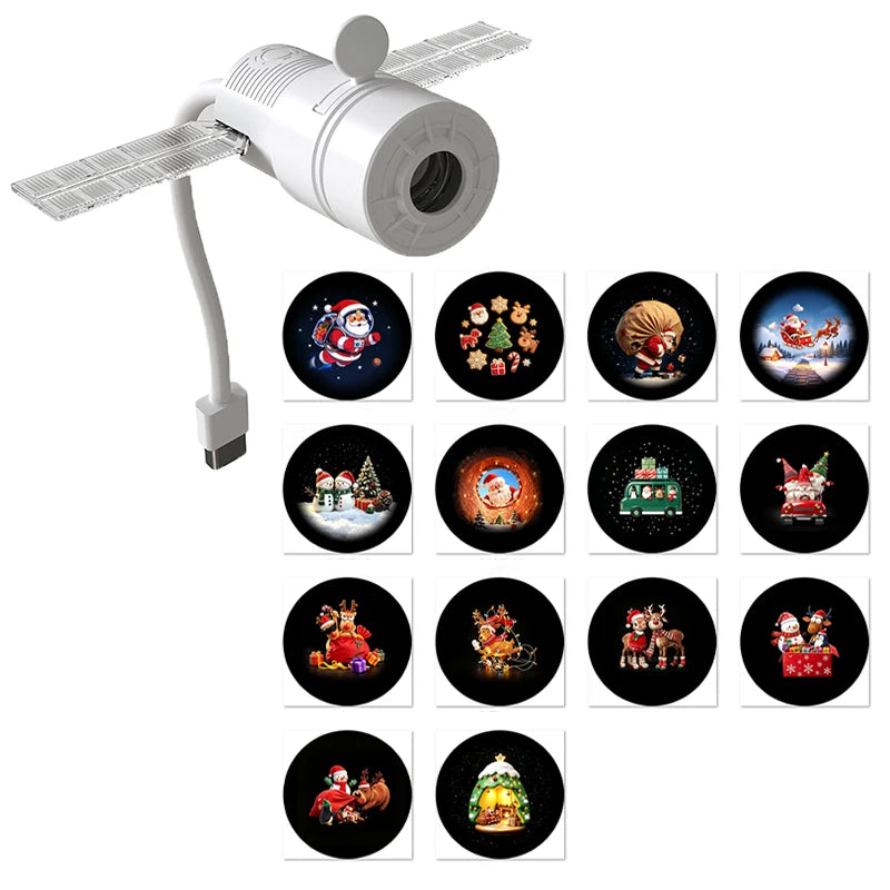 ចង្កៀងបញ្ចាំងរូបភាពបុណ្យណូអែលថ្មី ចង្កៀងបញ្ចាំងរូបភាពចល័ត 2-in-1 សម្រាប់ពិធីជប់លៀងបន្ទប់គេងកុមារ