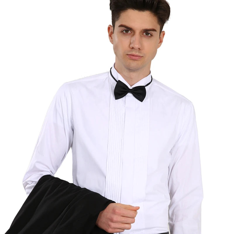 Men's White Dress Shirt,Single-breasted Long-sleeve Square Collar Shirts Wedding/party/performance Camisa Male Chemise S-7XL 8XL