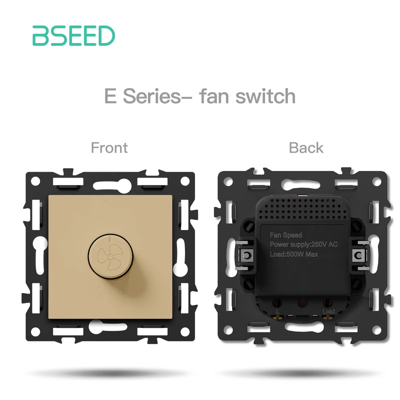 BSEED 1/2Gang Button Light Switch Function Part Glass Frame Only Light Switch Wall Power Scoket DIY Parts Free Combination 86mm