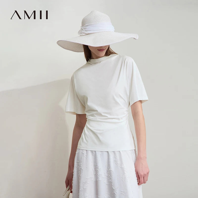 អាវយឺត Amii Top Women Summer 2026 ថ្មី លាតសន្ធឹង ឆើតឆាយ ស្លីម សម អាវយឺតដៃខ្លី ងាយស្រួលប្រើសម្រាប់នារី 12612022