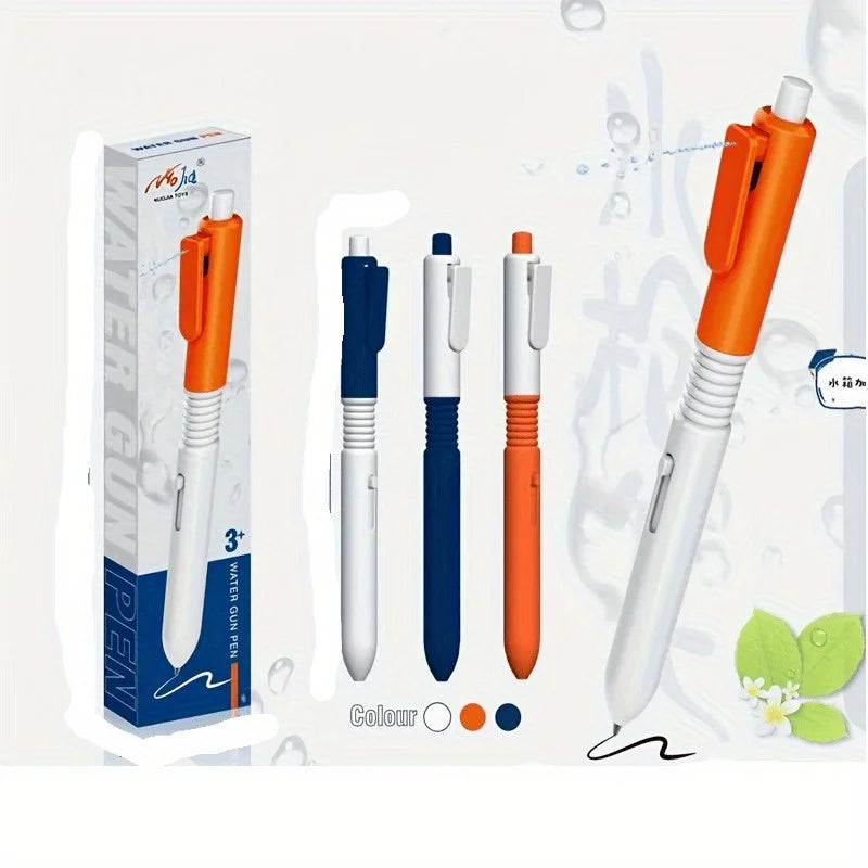 1pc Sleek White & Orange Water Spray Pen - Durable PC Material, Ideal Prank & Relaxation Gift for Students. prank toy