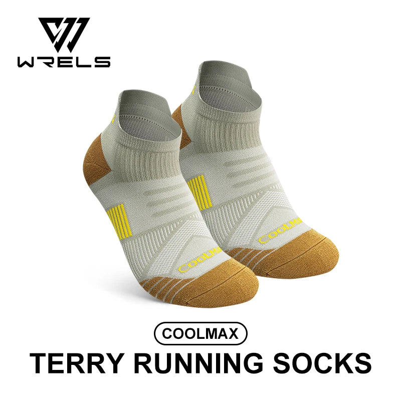 WRELS Men Women Coolmax Combed Cotton Socks Cycling Breathable Basketball Running Fitness Outdoors Badminton Tennis Sport Socks