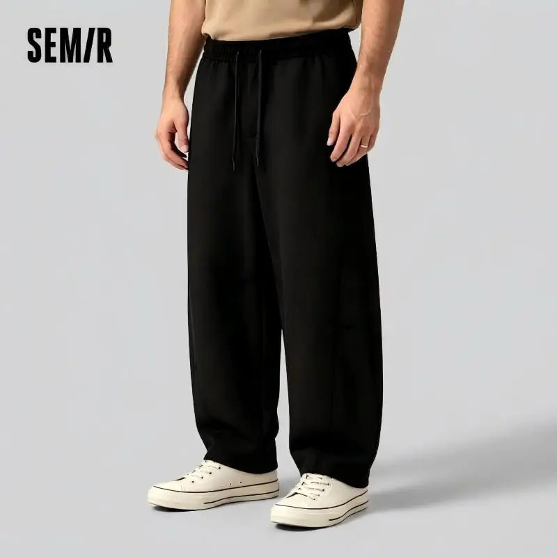 Semir Knitted Pants Men 2026 Spring Loose Curved Blade Commute Basic Versatile Casual Comfortable Daily Wear Trousers