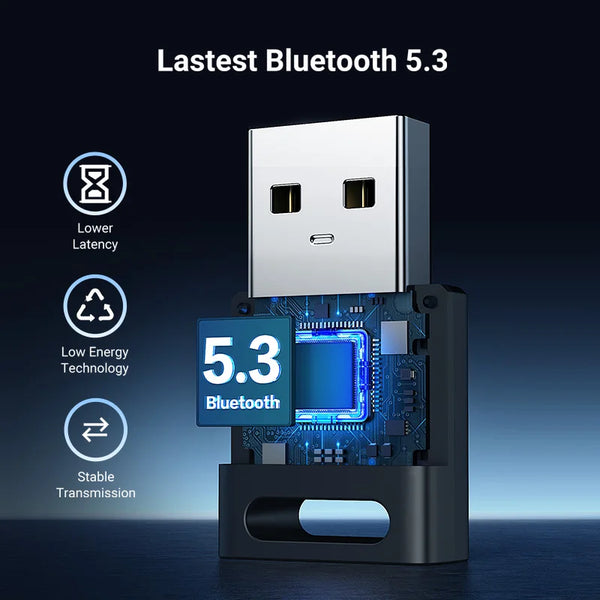 UGREEN USB Bluetooth 5.3 អាដាប់ទ័រ ឧបករណ៍ទទួល និងបញ្ជូន EDR ដុងហ្គល សម្រាប់កុំព្យូទ័រ ការផ្ទេរឥតខ្សែ សម្រាប់ឧបករណ៍បំពងសម្លេង Bluetooth Mouse